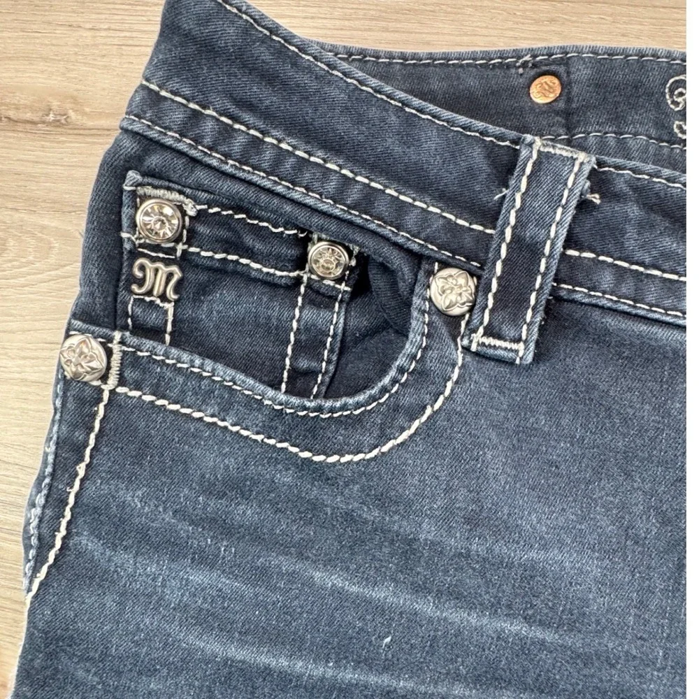 Miss Me Womens Mid Rise Skinny Jeans Dark Wash Contrast Stitch ME8060S2R Size 28